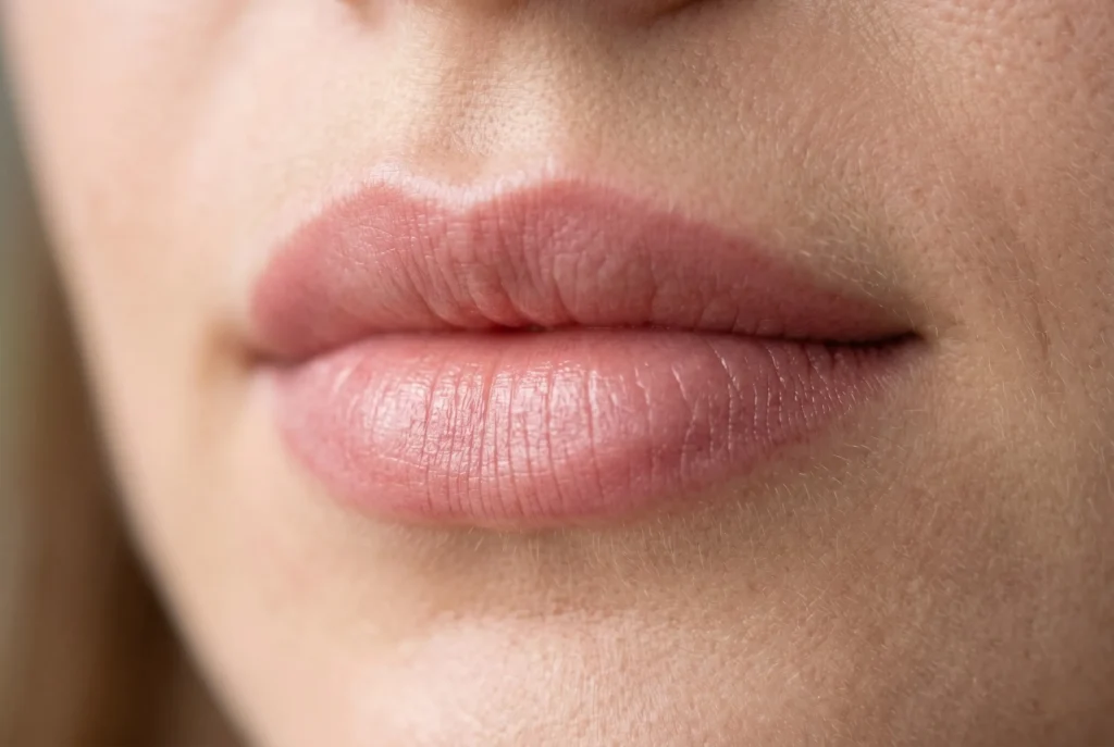 Wygojony makijaż permanentny ust techniką Aquarelle Lips wykonany w salonie Zophia Beauty w Poznaniu na Jeżycach.